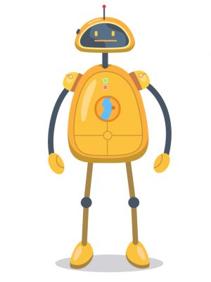 Humanoid robotic machine set. Colorful robot characters, cyborg, electronic toy. Vector illustration for futuristic art, robotics, engineering, fiction for children concept